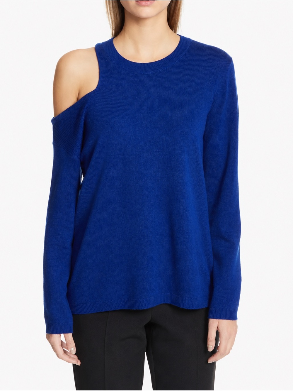 A.L.C. Hamilton Blue Wool Cashmere Cold Shoulder Asymmetric Cutout Sweater S